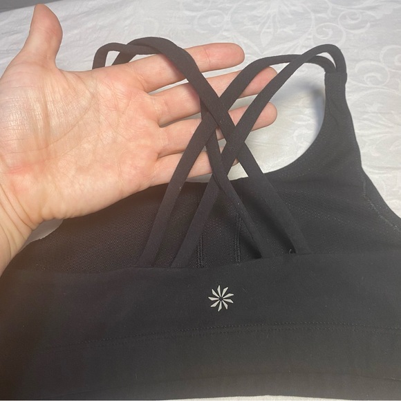 Athleta 12 Girl or XS Women’s Strappy Back Sports Bra Yoga Longline Black - Picture 8 of 8